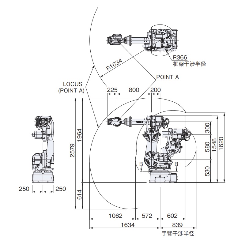 SRA100J-01 外形尺寸及動作范圍