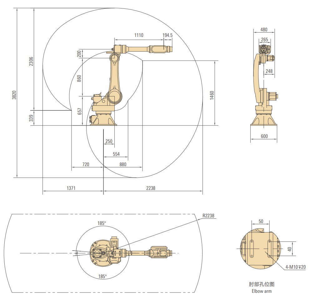 外形尺寸及運(yùn)動(dòng)范圍